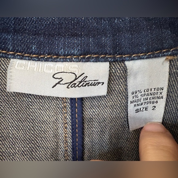 Chico’s Platinum Denim Jacket – Size 2 – Dark Wash Stretch Denim - Picture 9 of 9